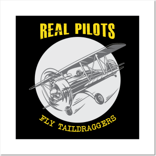 Real Pilots Fly Taildraggers on Dark Posters and Art